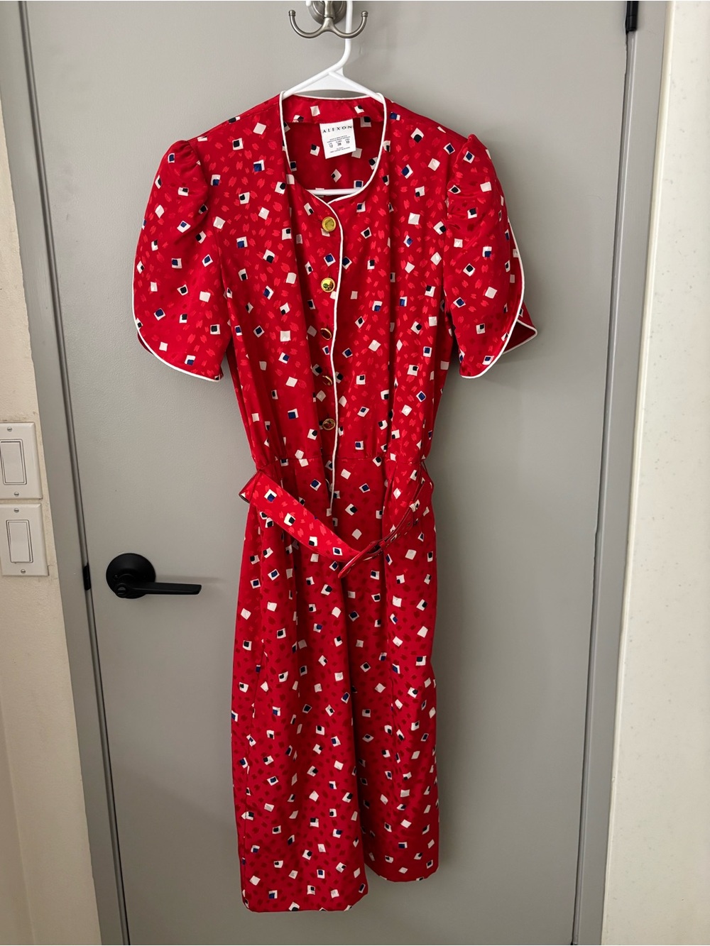 Vintage Alexon Red Belted Midi Dress